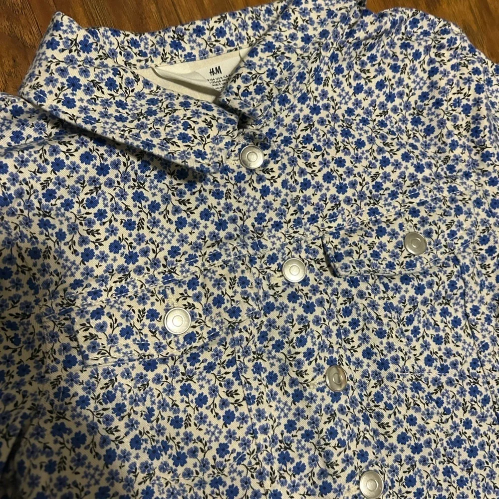 Zara Kid’s Denim Jacket Flowers Floral Print Size 8